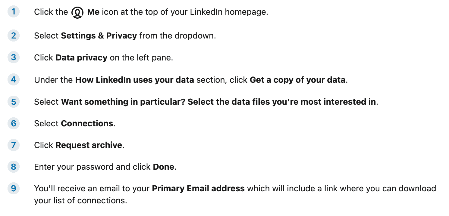 LinkedIn Export