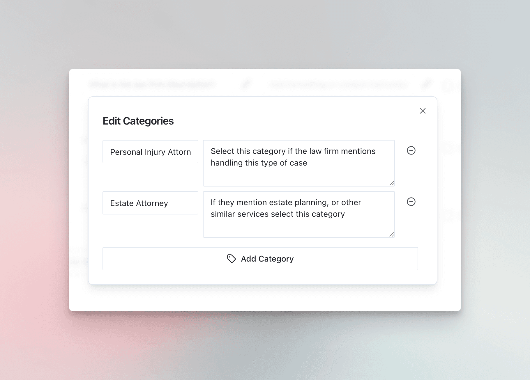 Editing Categories
