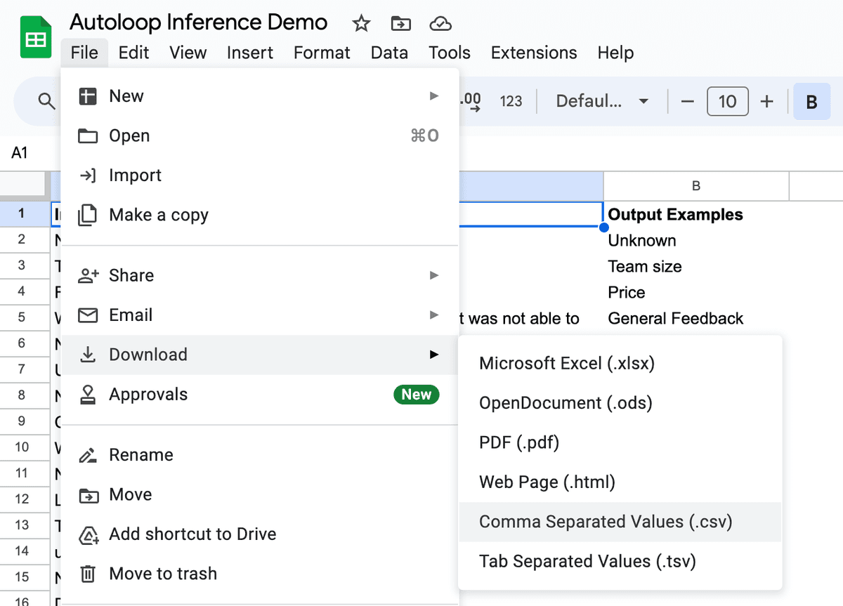 Autoloop CSV Template
