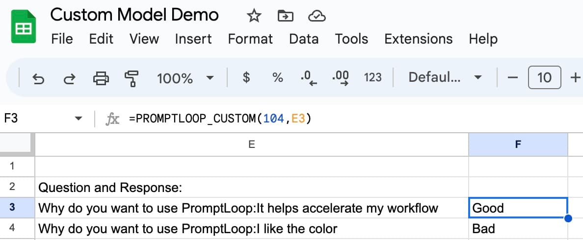 Sheets Custom Demo