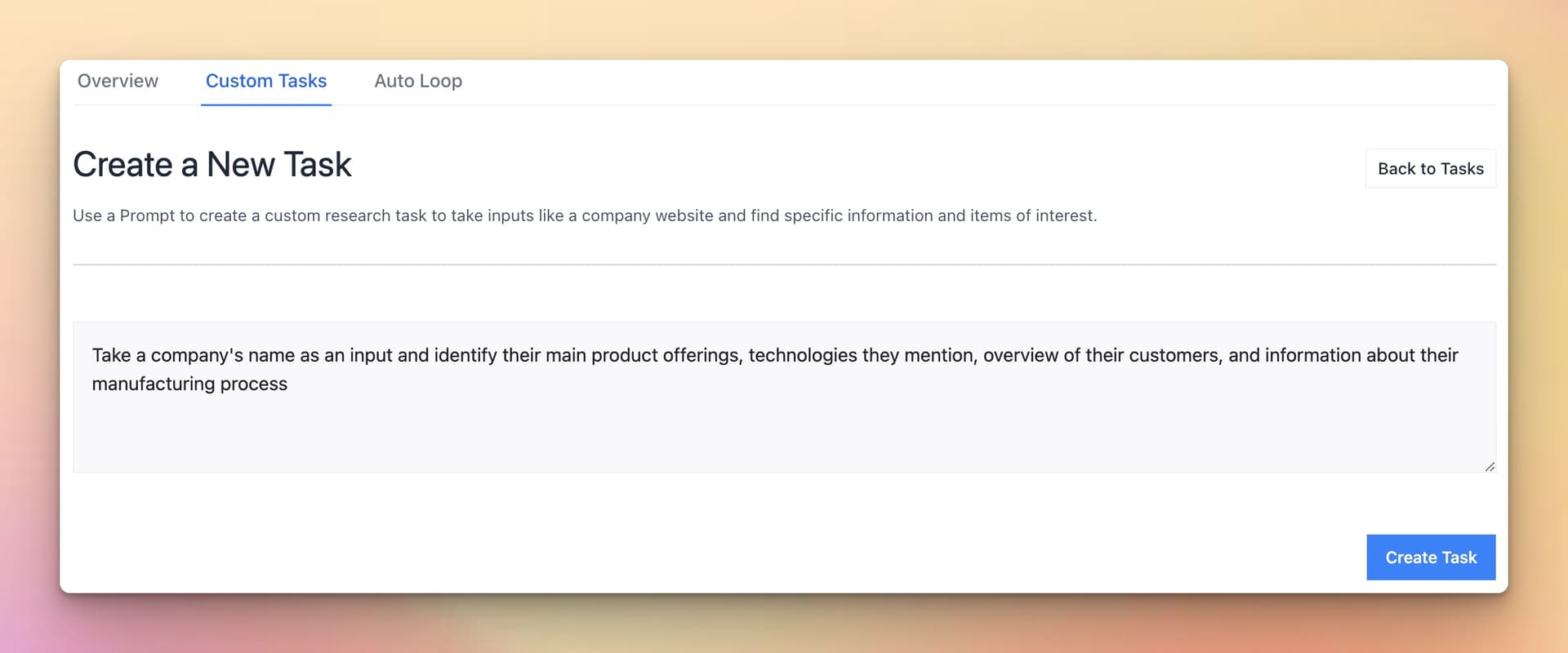 Custom Tasks AI job automation