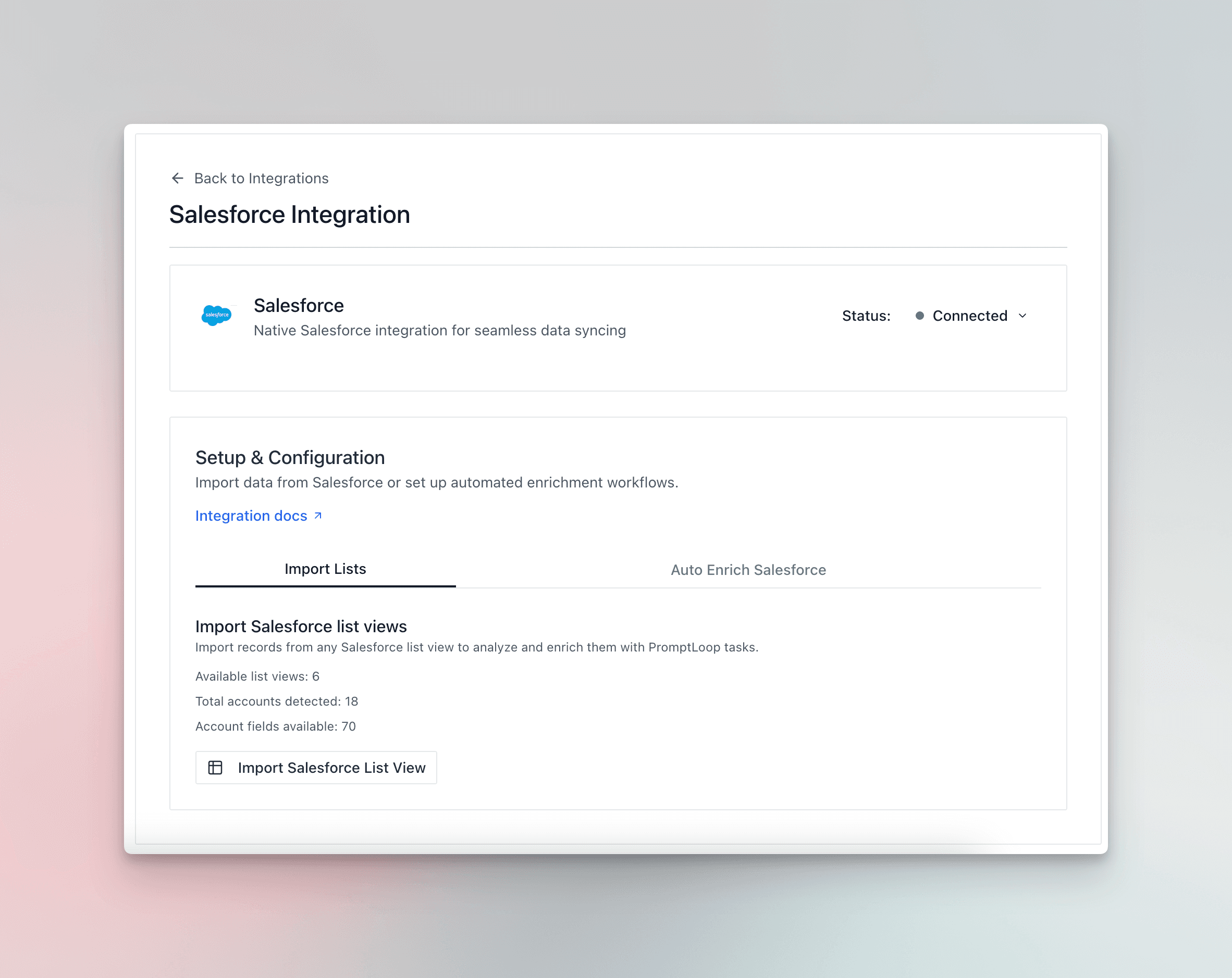Salesforce OAuth approval window confirming PromptLoop access